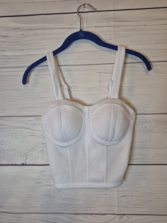 No Boundaries Tops - No Boundaries White Longline Bustier Crop Top